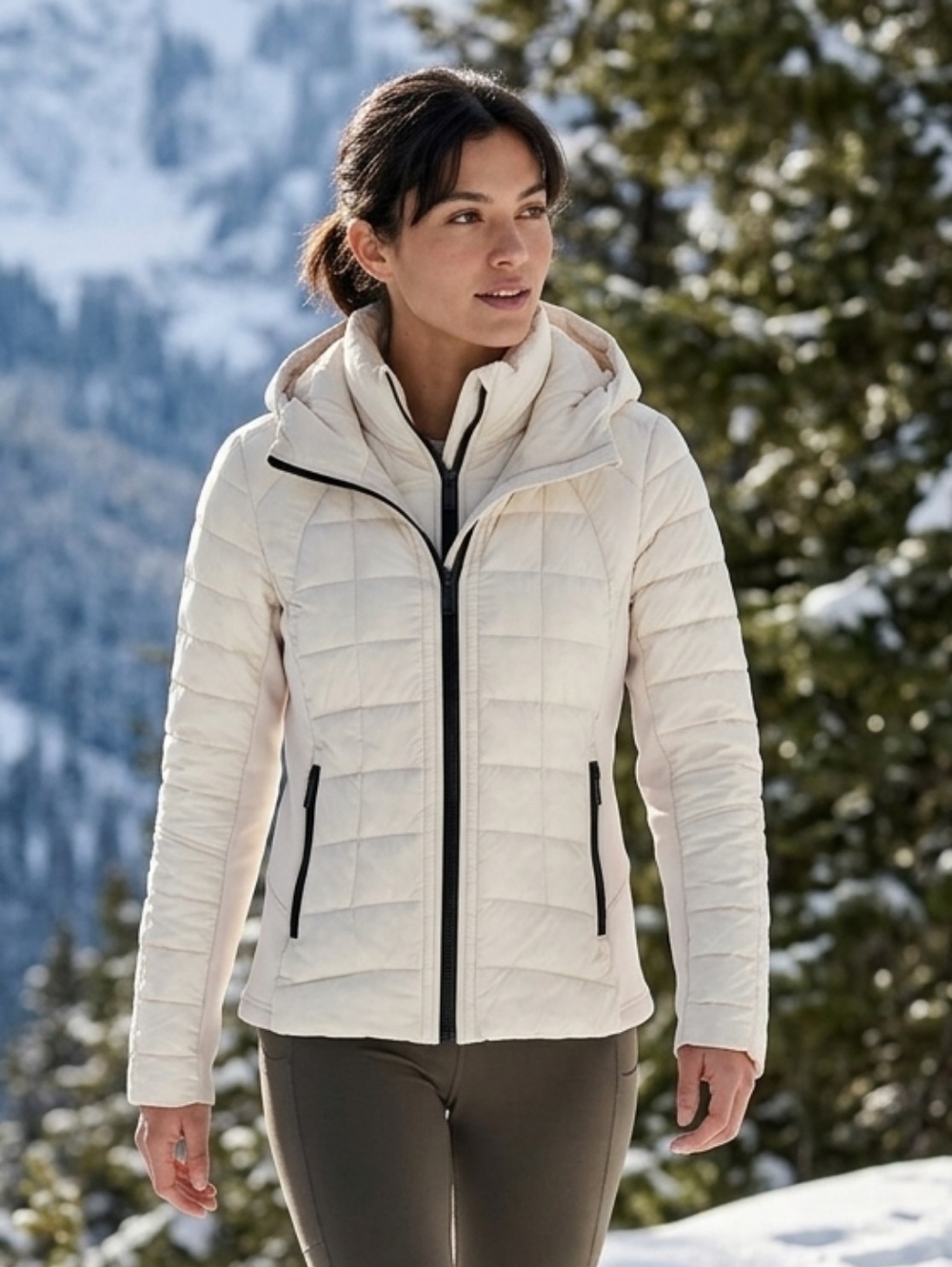 Bernardo Performance Women’s EcoPlume Cream Quilted Puffer Jacket – Size Small